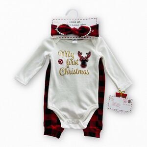 Baby Kiss Baby Girls ‘My First Christmas’ 3 Piece Set Size 3-6 Months NWT